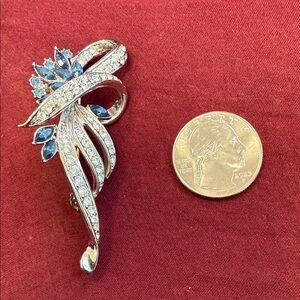 Elegant Silver and Blue Brooch